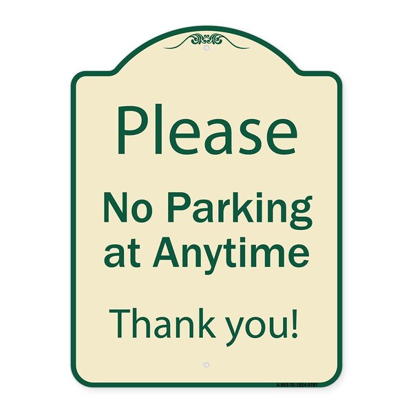 Designer Series-Please No Parking At Anytime Tan & Green, 24" x 18", TG-1824-9787